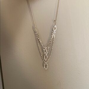Elegant Silver Layered Necklace AND Earrings Set